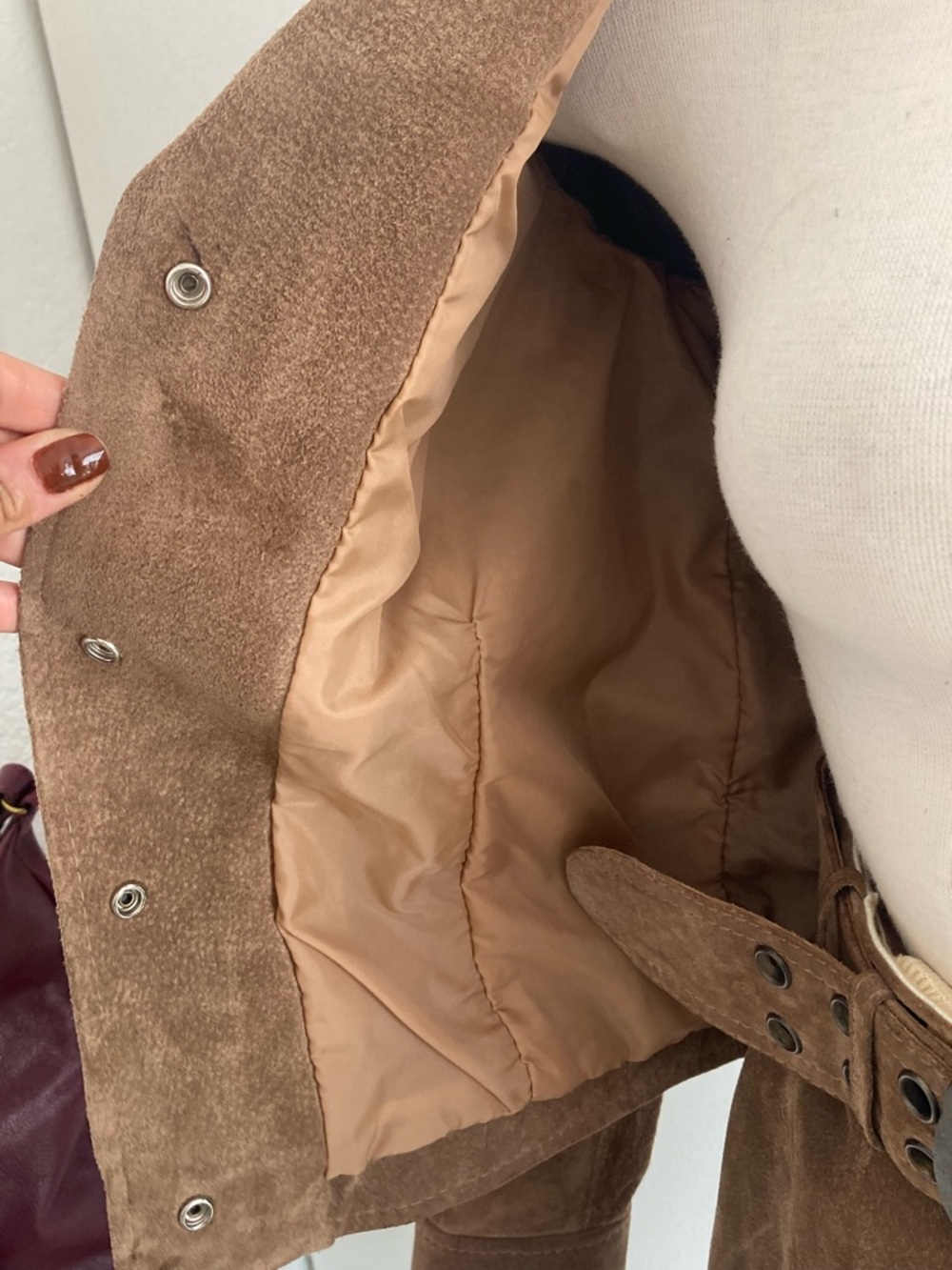 Brown Suede Two-Piece Jacket & Flared Pants Set Sz 7 - Picture 10 of 14